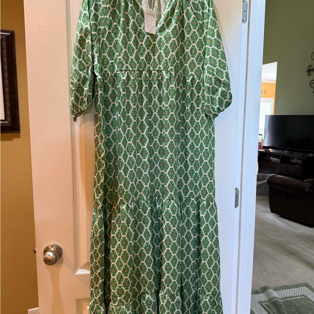 Green Patterned Women's Dress